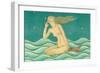 Listening Mermaid-null-Framed Art Print