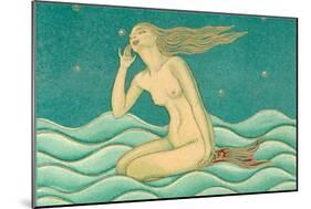 Listening Mermaid-null-Mounted Art Print