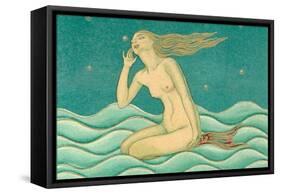 Listening Mermaid-null-Framed Stretched Canvas