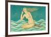 Listening Mermaid-null-Framed Art Print
