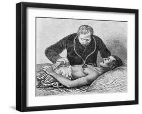 Listening to Internal Sounds of Patient with Stethoscope, 19th Century-null-Framed Giclee Print