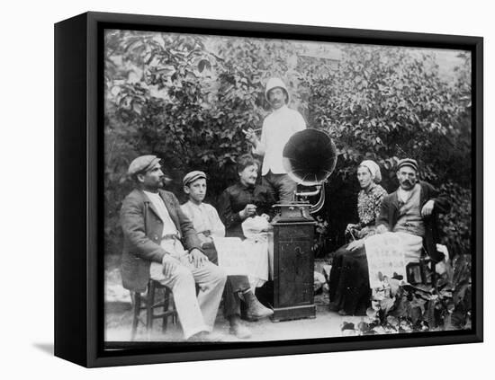 Listening to the Gramophone Near Beziers, c. 1910-French Photographer-Framed Stretched Canvas