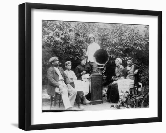 Listening to the Gramophone Near Beziers, c. 1910-French Photographer-Framed Photographic Print