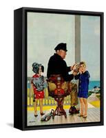 "Listening to the Sea", July 21, 1956-John Falter-Framed Stretched Canvas