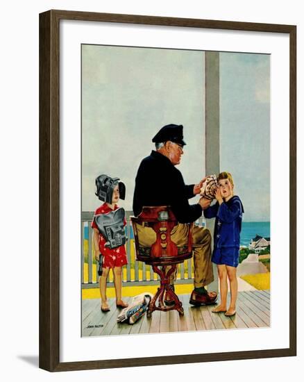 "Listening to the Sea", July 21, 1956-John Falter-Framed Giclee Print