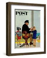 "Listening to the Sea" Saturday Evening Post Cover, July 21, 1956-John Falter-Framed Giclee Print