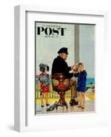 "Listening to the Sea" Saturday Evening Post Cover, July 21, 1956-John Falter-Framed Giclee Print