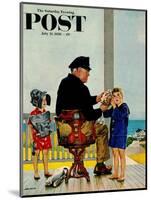 "Listening to the Sea" Saturday Evening Post Cover, July 21, 1956-John Falter-Mounted Giclee Print