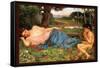 Listing to My Sweet Pipings-John William Waterhouse-Framed Stretched Canvas