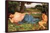 Listing to My Sweet Pipings-John William Waterhouse-Stretched Canvas