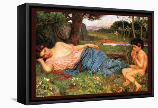 Listing to My Sweet Pipings-John William Waterhouse-Framed Stretched Canvas