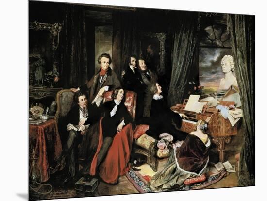 Liszt at the Piano-Josef Danhauser-Mounted Art Print