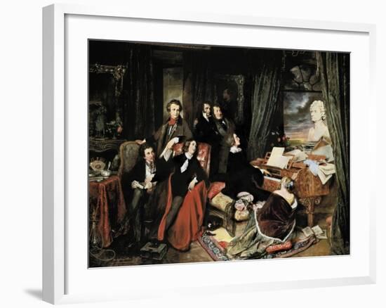 Liszt at the Piano-Josef Danhauser-Framed Art Print