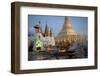 Lit Candles Placed by Devotees at Sunset at the Shwesagon Pagoda, Yangon, Myanmar (Burma)-Annie Owen-Framed Photographic Print