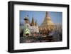 Lit Candles Placed by Devotees at Sunset at the Shwesagon Pagoda, Yangon, Myanmar (Burma)-Annie Owen-Framed Photographic Print