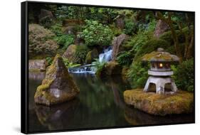 Lit Pagoda, Portland Japanese Garden, Portland, Oregon, USA, Pr-Michel Hersen-Framed Stretched Canvas