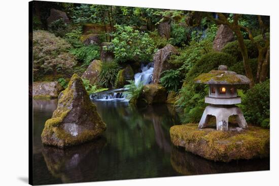 Lit Pagoda, Portland Japanese Garden, Portland, Oregon, USA, Pr-Michel Hersen-Stretched Canvas