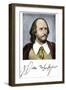 Literature: Portrait of William Shakespeare (1564-1616) with His Signature. Colouring Engraving of-null-Framed Giclee Print