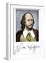 Literature: Portrait of William Shakespeare (1564-1616) with His Signature. Colouring Engraving of-null-Framed Giclee Print