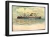 Litho Blick Auf Einen Dampfer Auf Hoher See-null-Framed Giclee Print