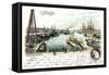 Litho Bremen, Freihafen, Anlegende Schiffe, Beobachter-null-Framed Stretched Canvas