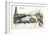 Litho Bremen, Freihafen, Anlegende Schiffe, Beobachter-null-Framed Giclee Print