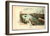 Litho Bremen, Freihafen, Anlegende Schiffe, Steg-null-Framed Giclee Print