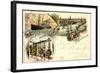 Litho Bremerhaven, Lloyd Hotel Mit Hafen Und Dampfer-null-Framed Giclee Print