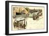 Litho Bremerhaven, Lloyd Hotel Mit Hafen Und Dampfer-null-Framed Giclee Print