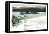 Litho Chiemsee, Dampfer Luitpold Mit Fraueninsel,Alpen-null-Framed Stretched Canvas