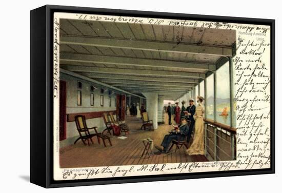 Litho Dampfer Pennsylvania Der Hapag, Promenadendeck-null-Framed Stretched Canvas