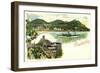 Litho Drachenfels Königswinter, Dampfer,Plateau U. Wein-null-Framed Giclee Print