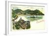 Litho Drachenfels Königswinter, Dampfer,Plateau U. Wein-null-Framed Giclee Print