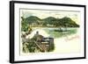 Litho Drachenfels Königswinter, Dampfer,Plateau U. Wein-null-Framed Giclee Print