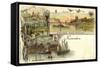 Litho Düsseldorf Kaiserswerth, Dampfer Prinz Heinrich-null-Framed Stretched Canvas