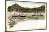 Litho Hamburg Altona Blankenese, Dampfer, Badeanstalt-null-Mounted Giclee Print