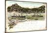 Litho Hamburg Altona Blankenese, Dampfer, Badeanstalt-null-Mounted Giclee Print