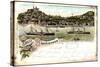 Litho Hamburg Altona Blankenese, Dampfer, Badeanstalt-null-Stretched Canvas