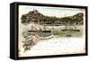 Litho Hamburg Altona Blankenese, Dampfer, Badeanstalt-null-Framed Stretched Canvas