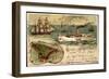 Litho Helgoland, Dampfer Prinz, Heinrich, Segelschiff-null-Framed Giclee Print