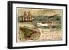 Litho Helgoland, Dampfer Prinz, Heinrich, Segelschiff-null-Framed Giclee Print