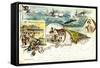 Litho Helgoland, Konversationshaus, Post, Insel, U Boot-null-Framed Stretched Canvas