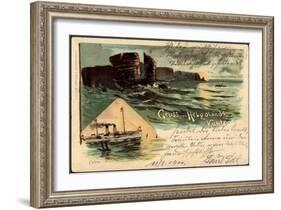 Litho Helgoland, Nordspitze, Dampfer Cobra, Felsen-null-Framed Giclee Print