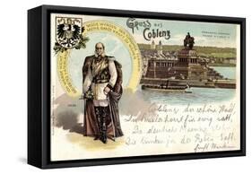 Litho Koblenz Rhein, Denkmal Kaiser Wilhelm, Dampfer-null-Framed Stretched Canvas