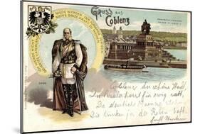 Litho Koblenz Rhein, Denkmal Kaiser Wilhelm, Dampfer-null-Mounted Giclee Print