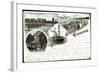 Litho Kolberg Pommern, Herrenbad, Vereinssolbad, Schiff-null-Framed Giclee Print