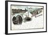 Litho Kolberg Pommern, Herrenbad, Vereinssolbad, Schiff-null-Framed Giclee Print