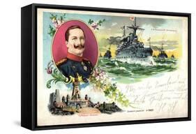 Litho Panzerschiff Brandenburg, Kaiser Wilhelm II-null-Framed Stretched Canvas