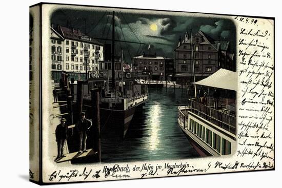 Litho Rorschach Kt Sankt Gallen, Hafen Im Mondschein-null-Stretched Canvas