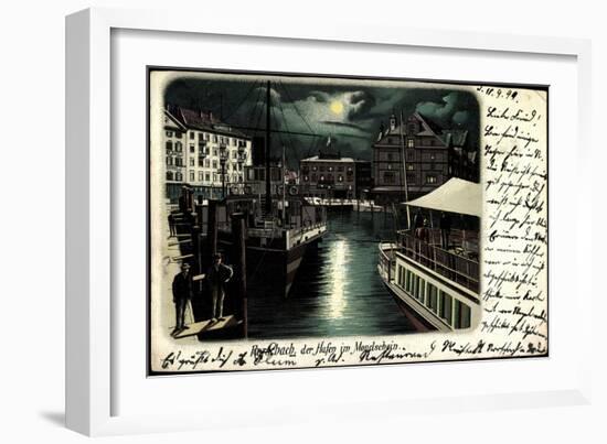 Litho Rorschach Kt Sankt Gallen, Hafen Im Mondschein-null-Framed Giclee Print